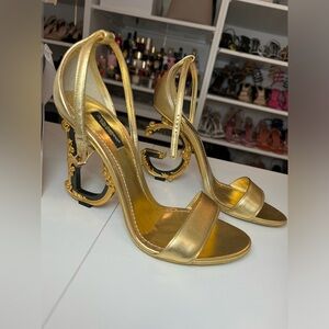 Dolce & Gabanna Nappa mordore sandals with baroque DG heel